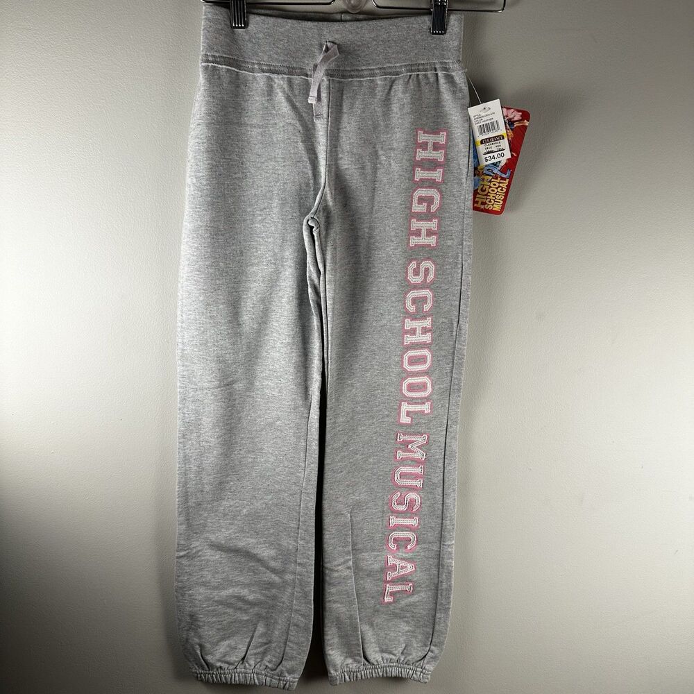 High School Musical 2 Disney Sweatpants Graphic Girls M 10/12 Pink Gray NWT
